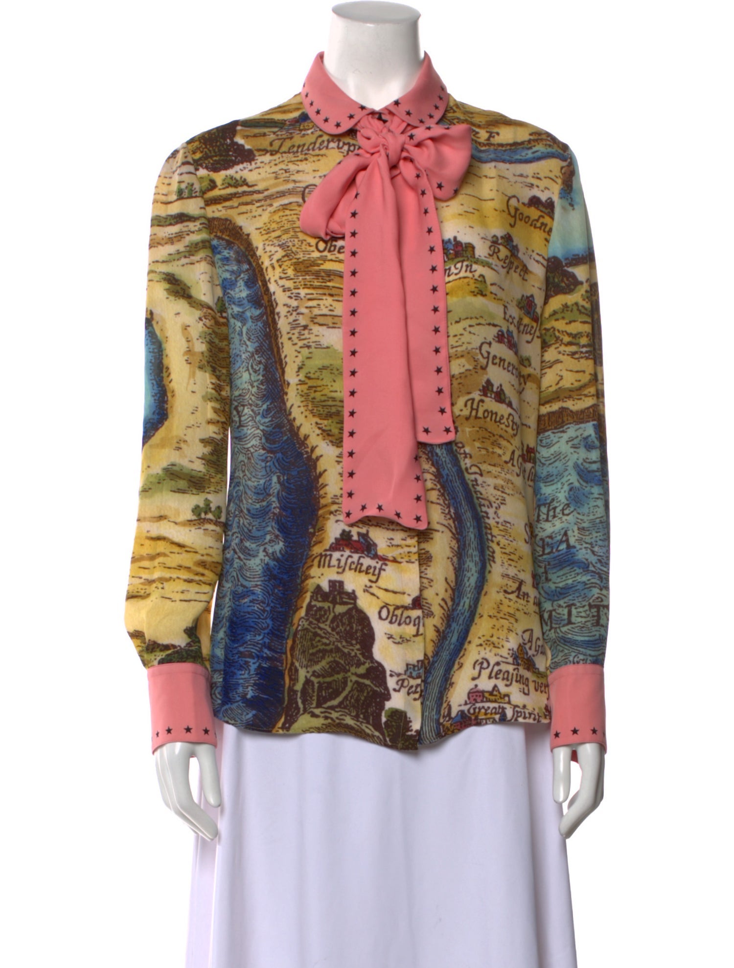 Gucci Silk Printed Button-Up Top