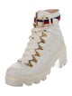 Gucci Sylvie Web Accent Leather Combat Boots