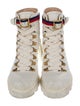 Gucci Sylvie Web Accent Leather Combat Boots