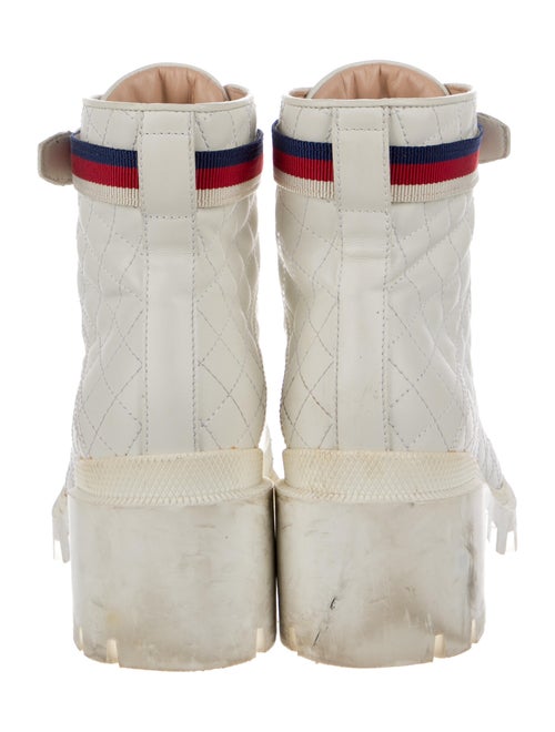 Gucci Sylvie Web Accent Leather Combat Boots