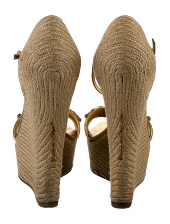 Gucci Raffia Crystal Embellishments Espadrilles