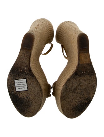 Gucci Raffia Crystal Embellishments Espadrilles