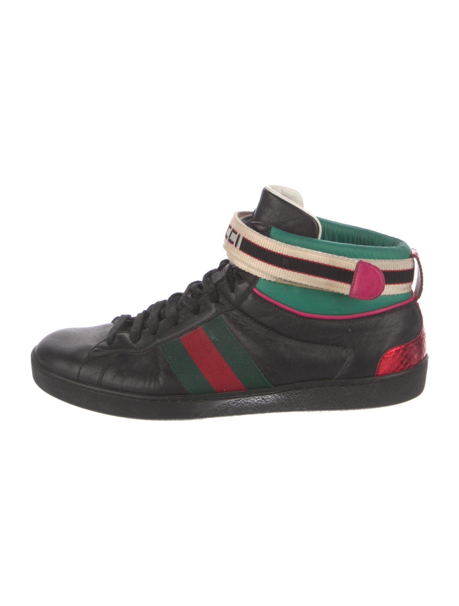 Gucci Web Accent Leather Sneakers