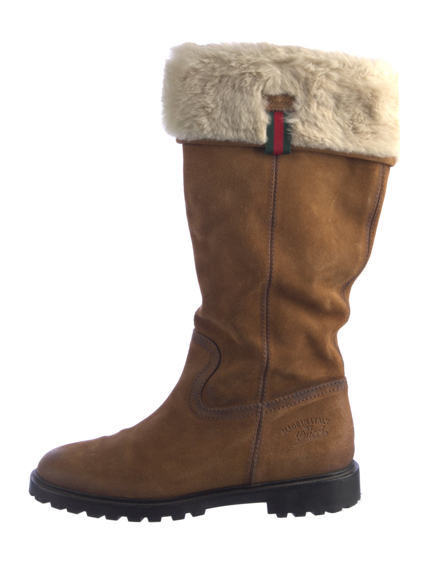 Gucci Web Accent Suede Boots