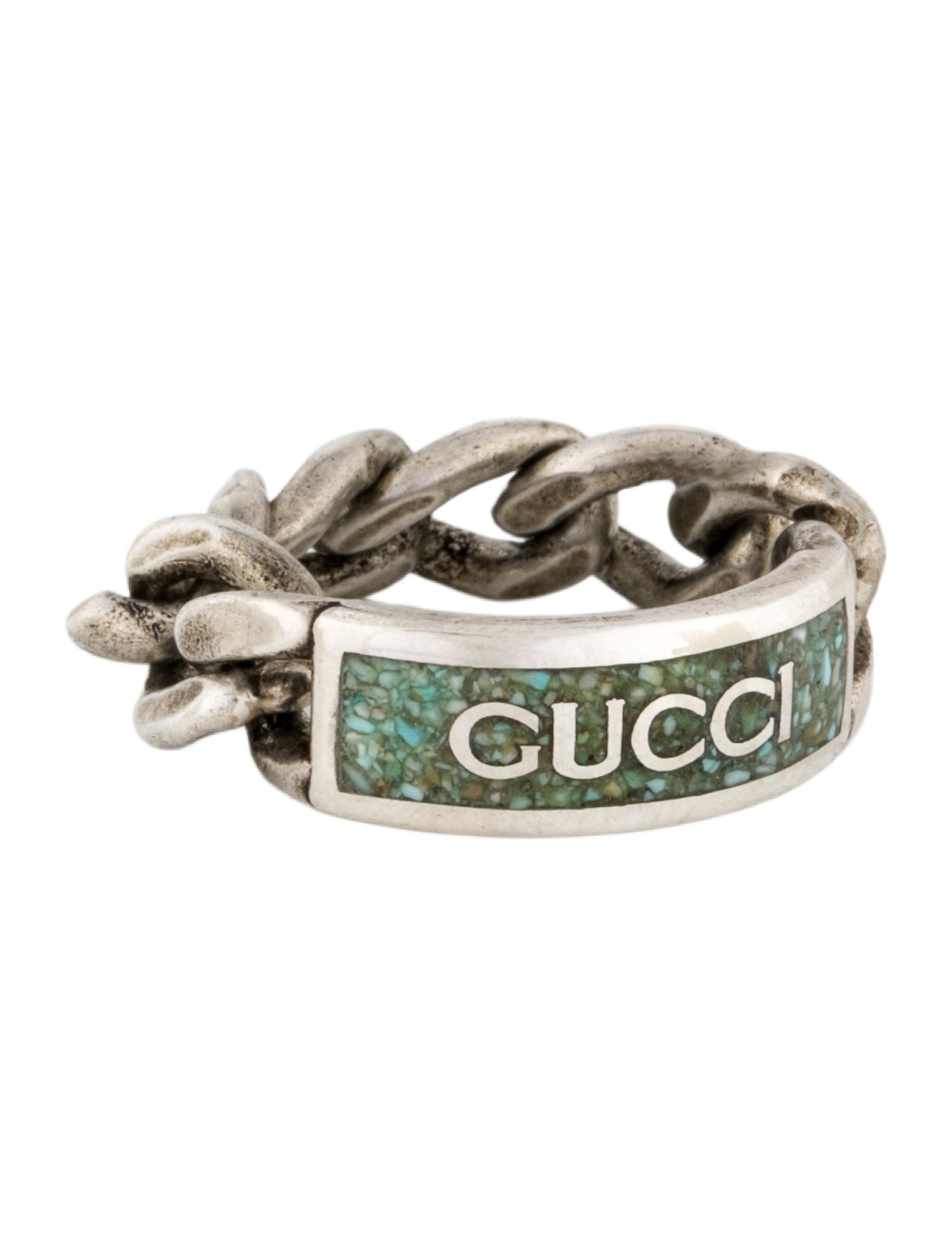 Gucci Enamel Logo ID Chain Ring