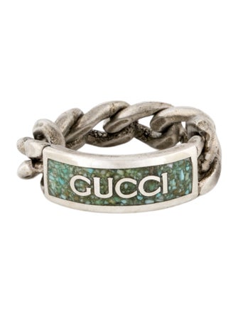 Gucci Enamel Logo ID Chain Ring