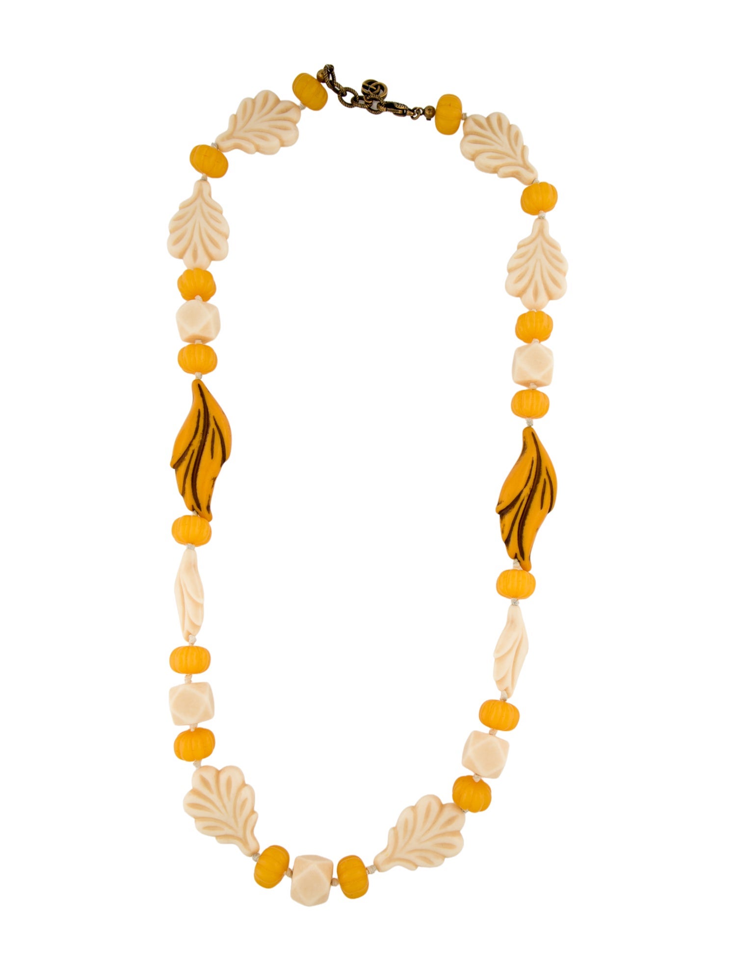 Gucci Resin Leaf Bead Necklace