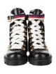 Gucci Sylvie Web Accent Leather Combat Boots