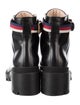 Gucci Sylvie Web Accent Leather Combat Boots