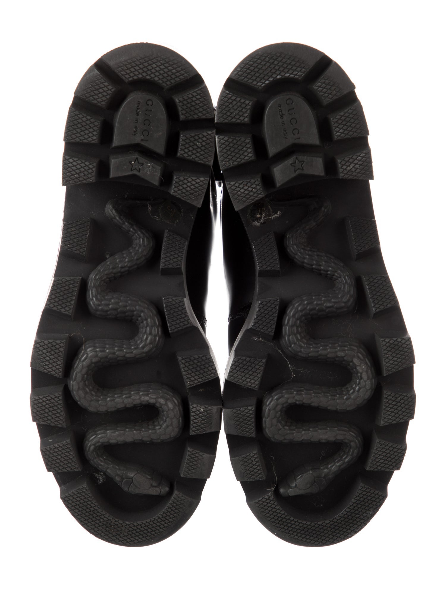 Gucci Sylvie Web Accent Leather Combat Boots