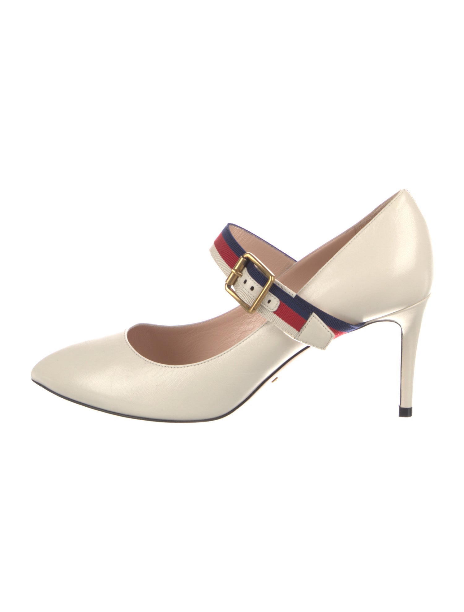 Gucci Sylvie Web Accent Leather Pumps