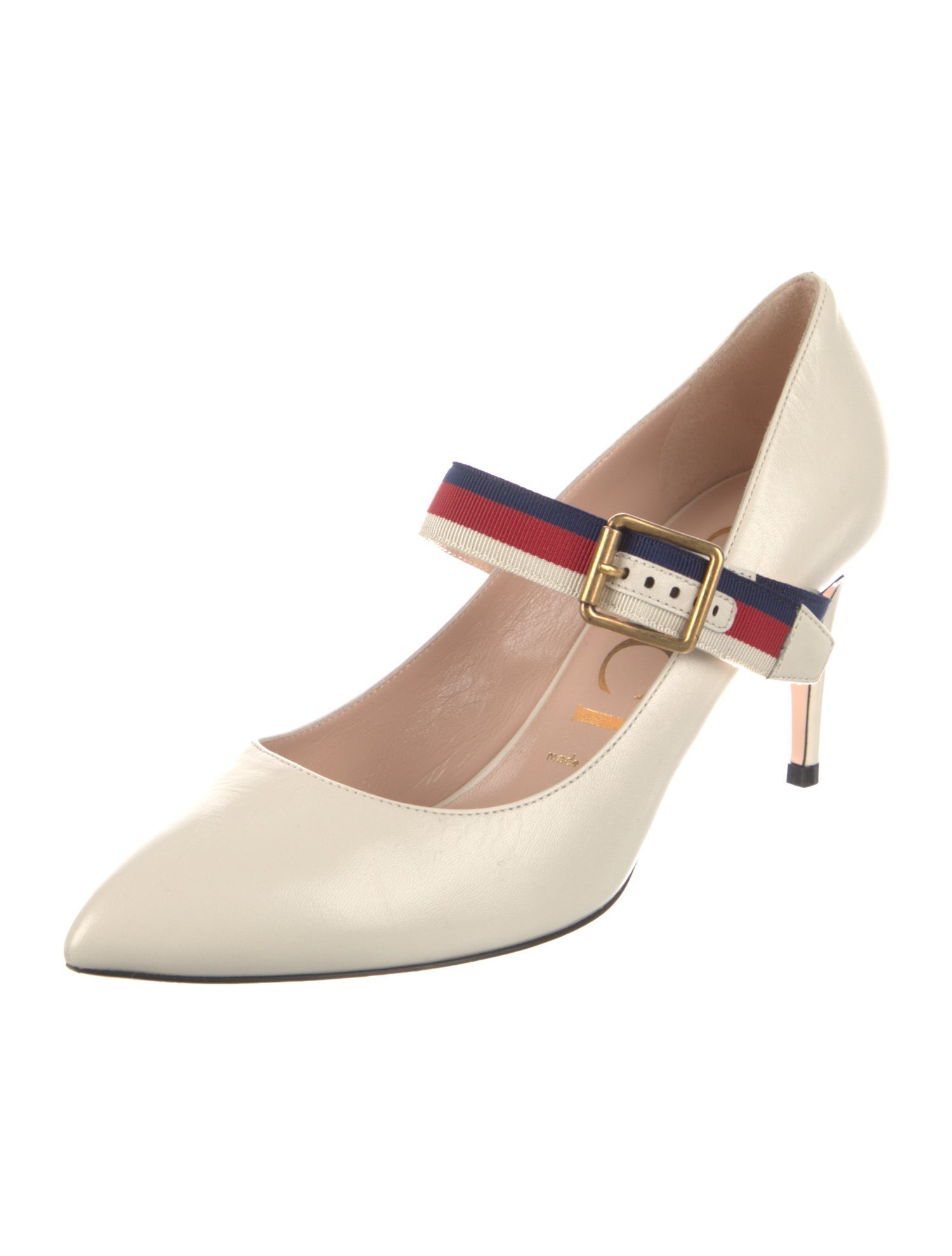 Gucci Sylvie Web Accent Leather Pumps