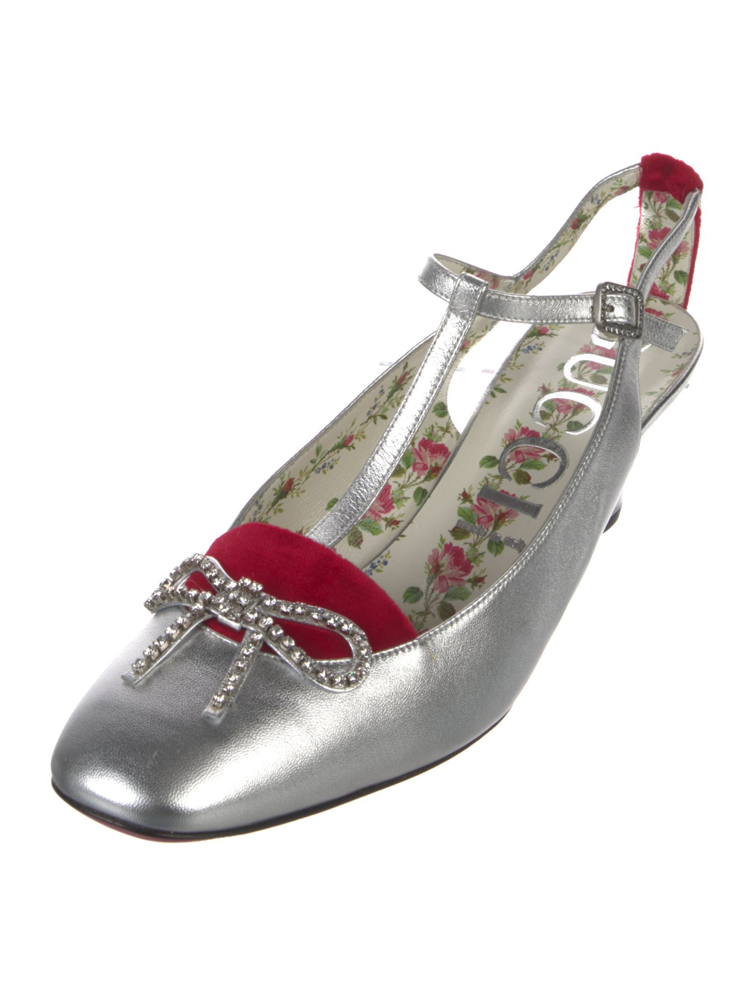 Gucci Leather Bow Accents T-Strap Pumps