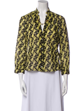 Gucci Printed V-Neck Blouse