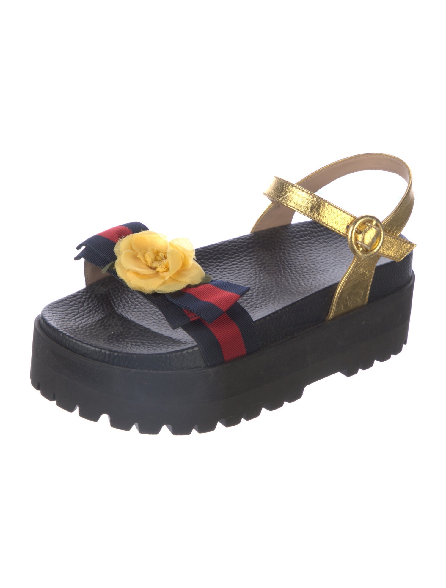 Gucci Web Accent Leather Sandals