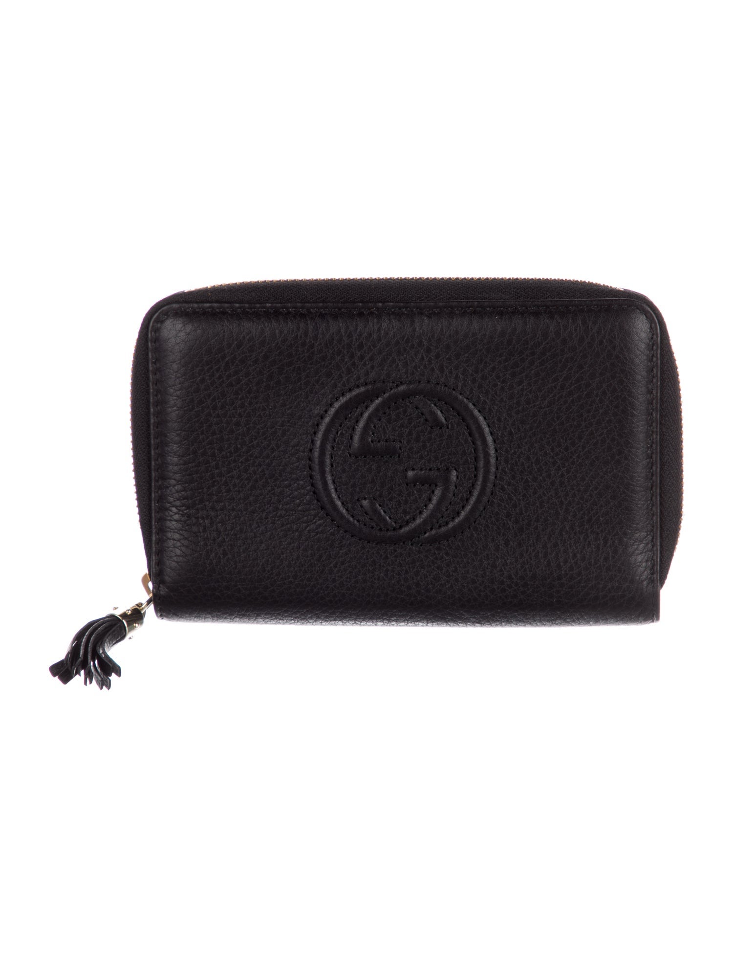 Gucci Soho Zip Around Compact Wallet Interlocking G Logo Wallet