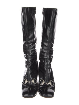 Gucci Horsebit Accent Patent Leather Boots