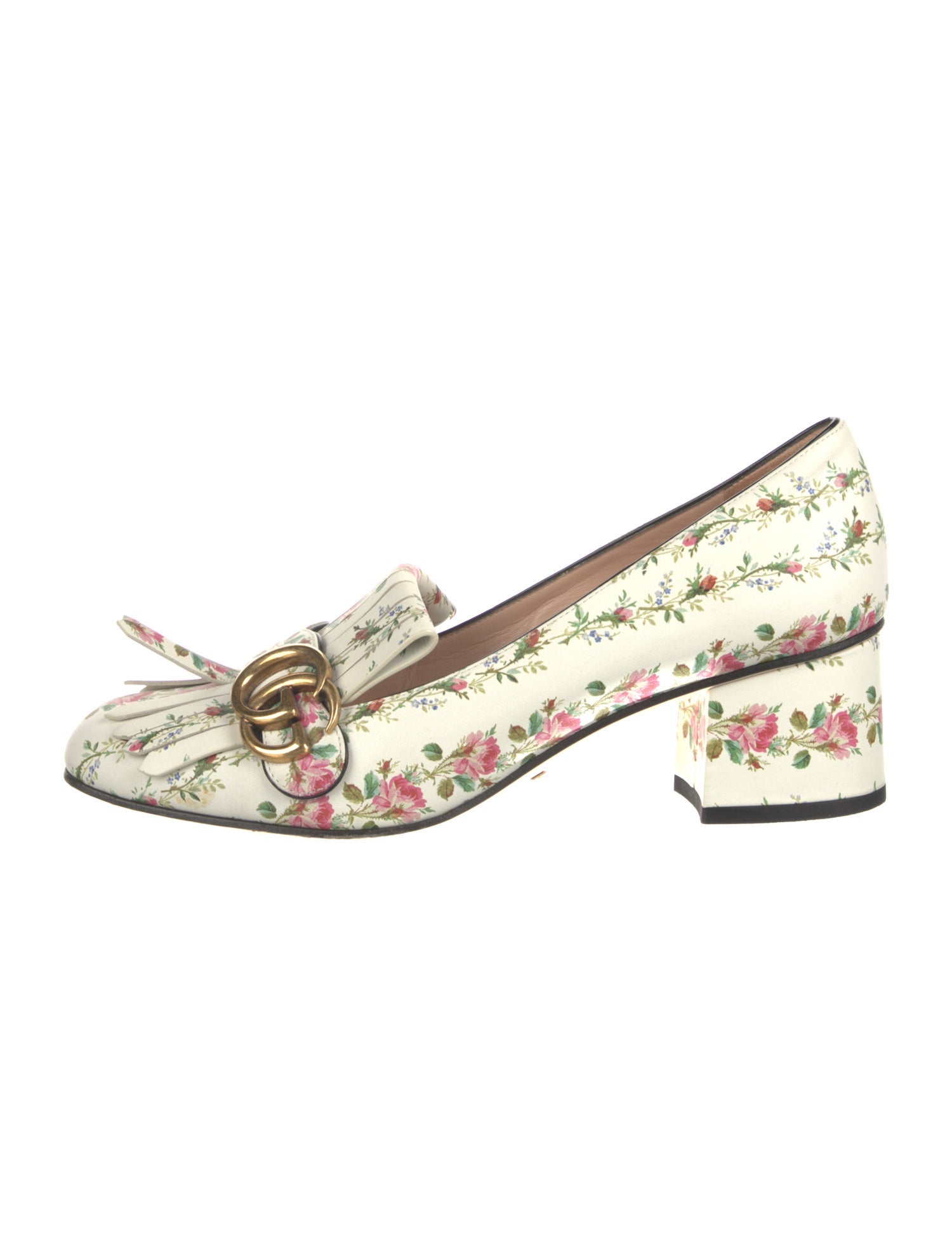 Gucci Flora Print Leather Pumps