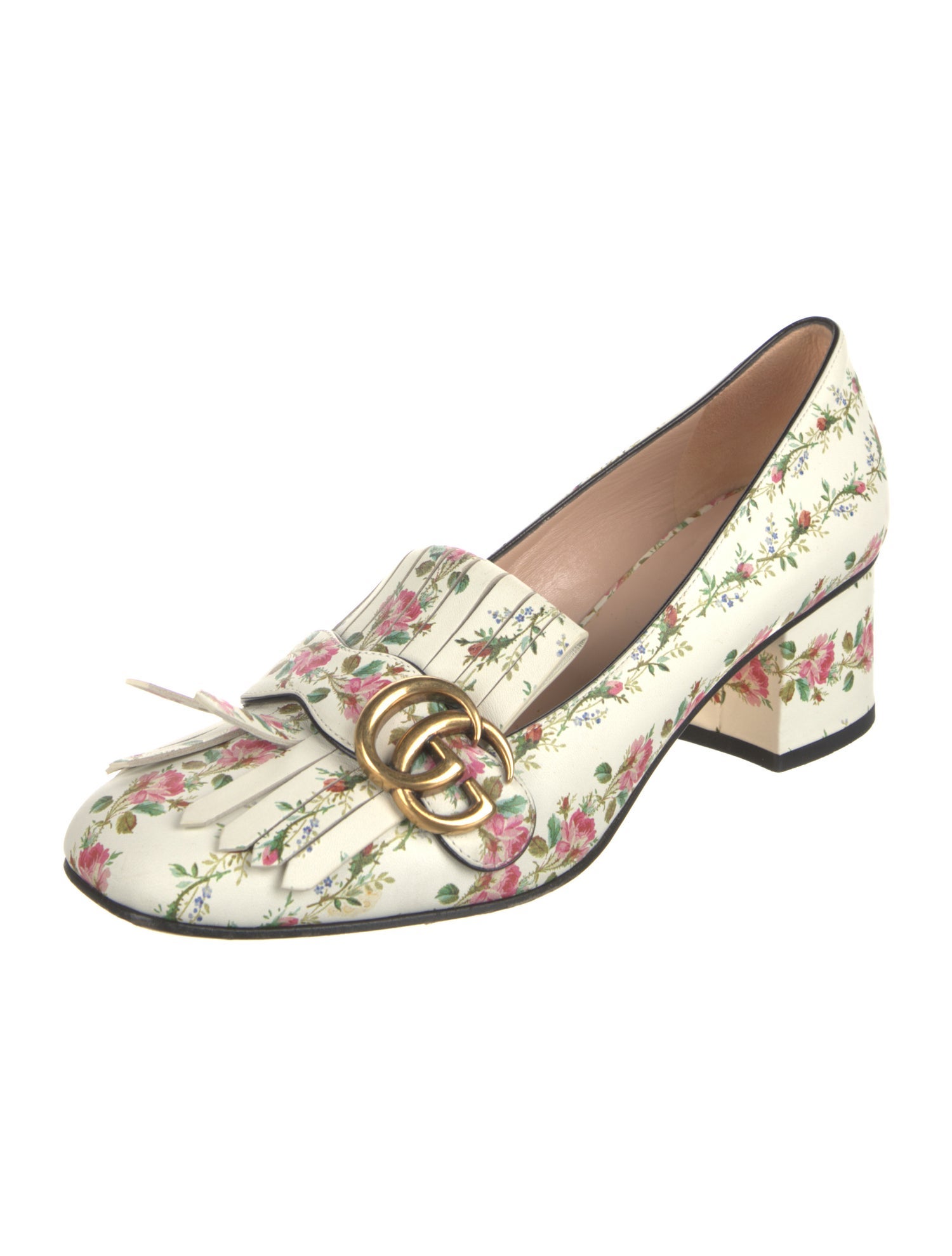 Gucci Flora Print Leather Pumps