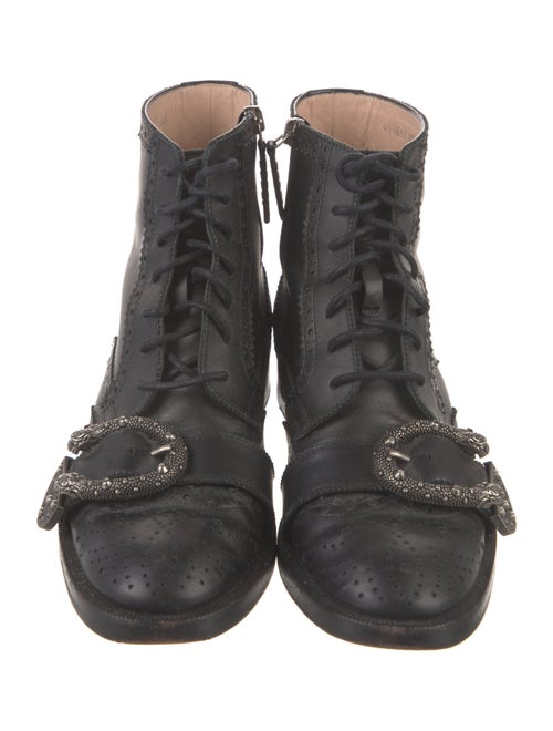 Gucci Bee Accent Leather Combat Boots