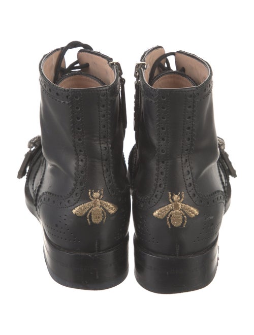 Gucci Bee Accent Leather Combat Boots