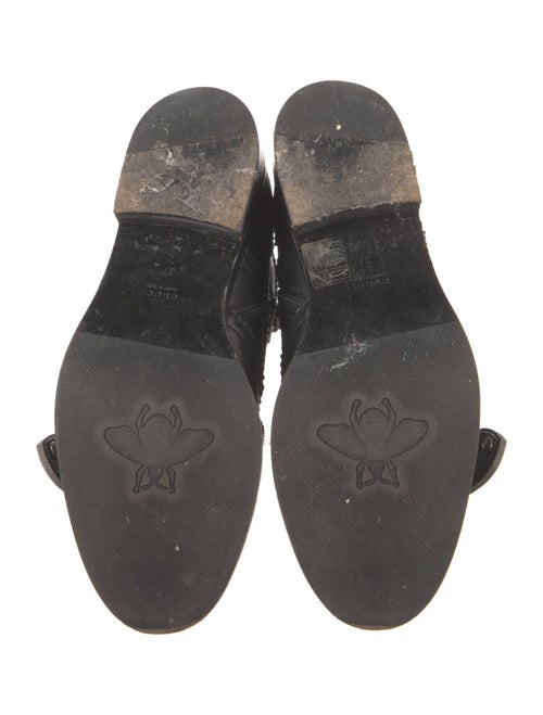 Gucci Bee Accent Leather Combat Boots