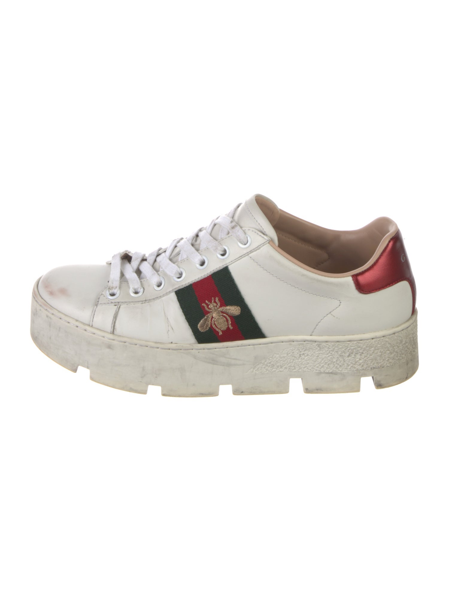 Gucci Web Accent Leather Sneakers