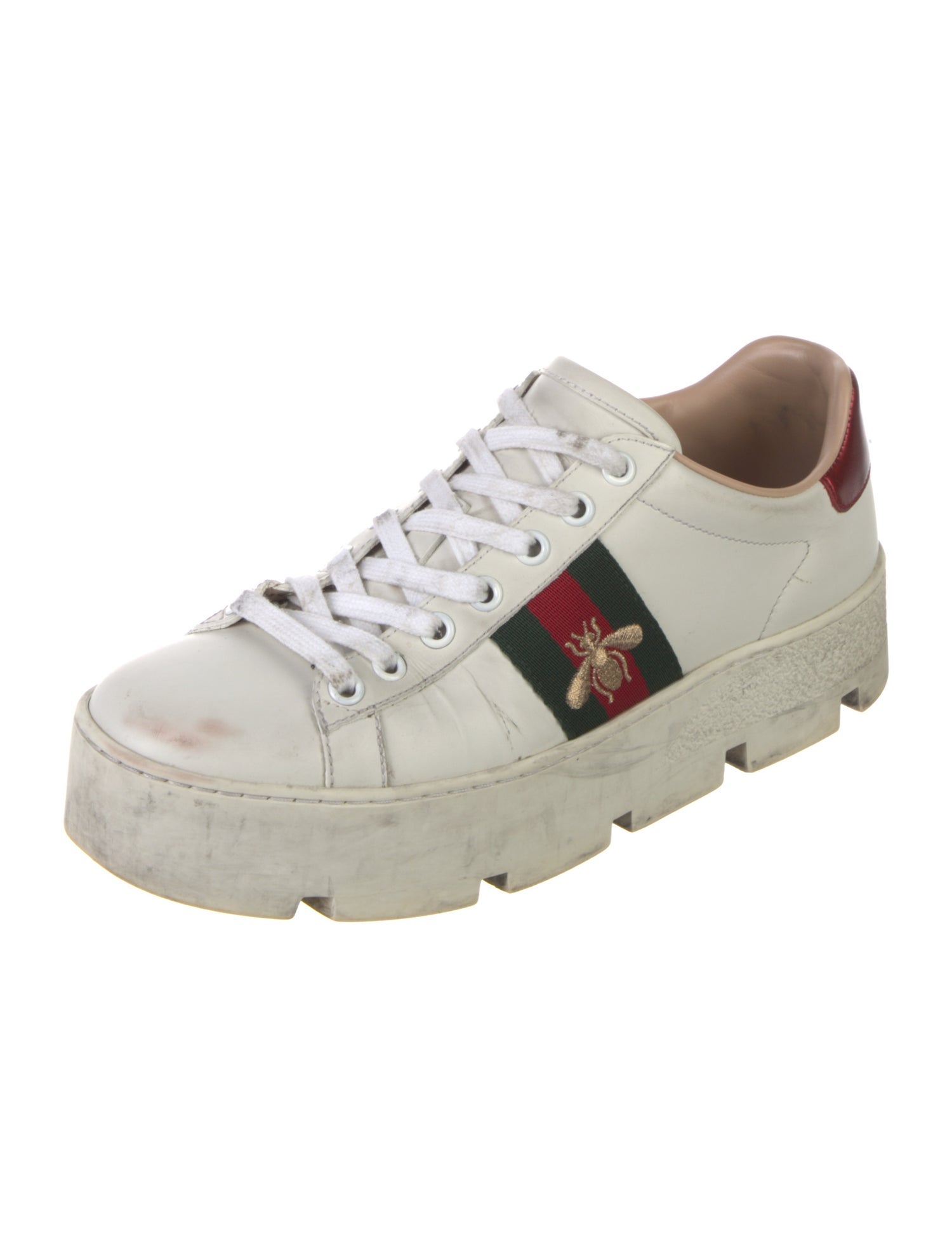 Gucci Web Accent Leather Sneakers