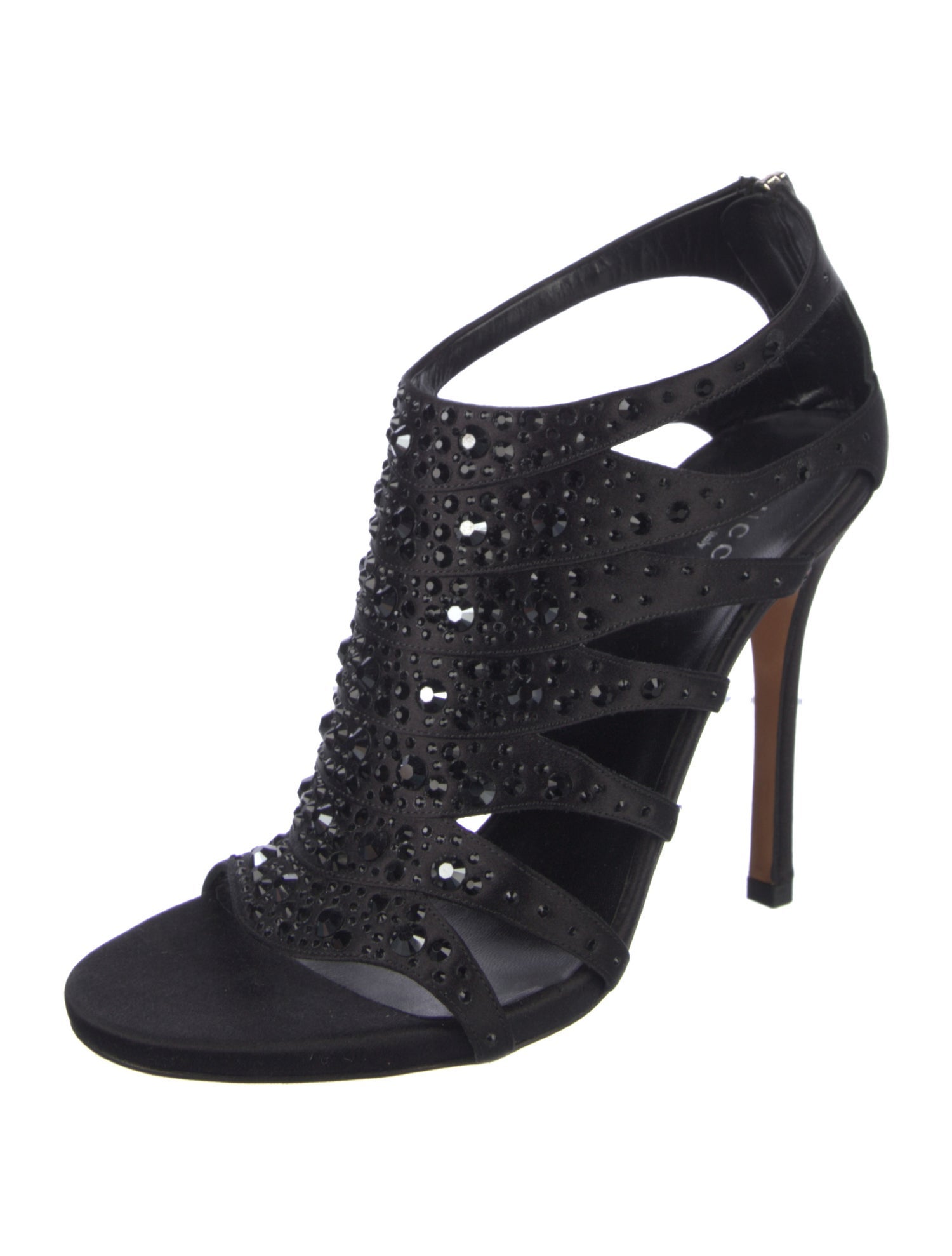 Gucci Satin Crystal Embellishments Sandals