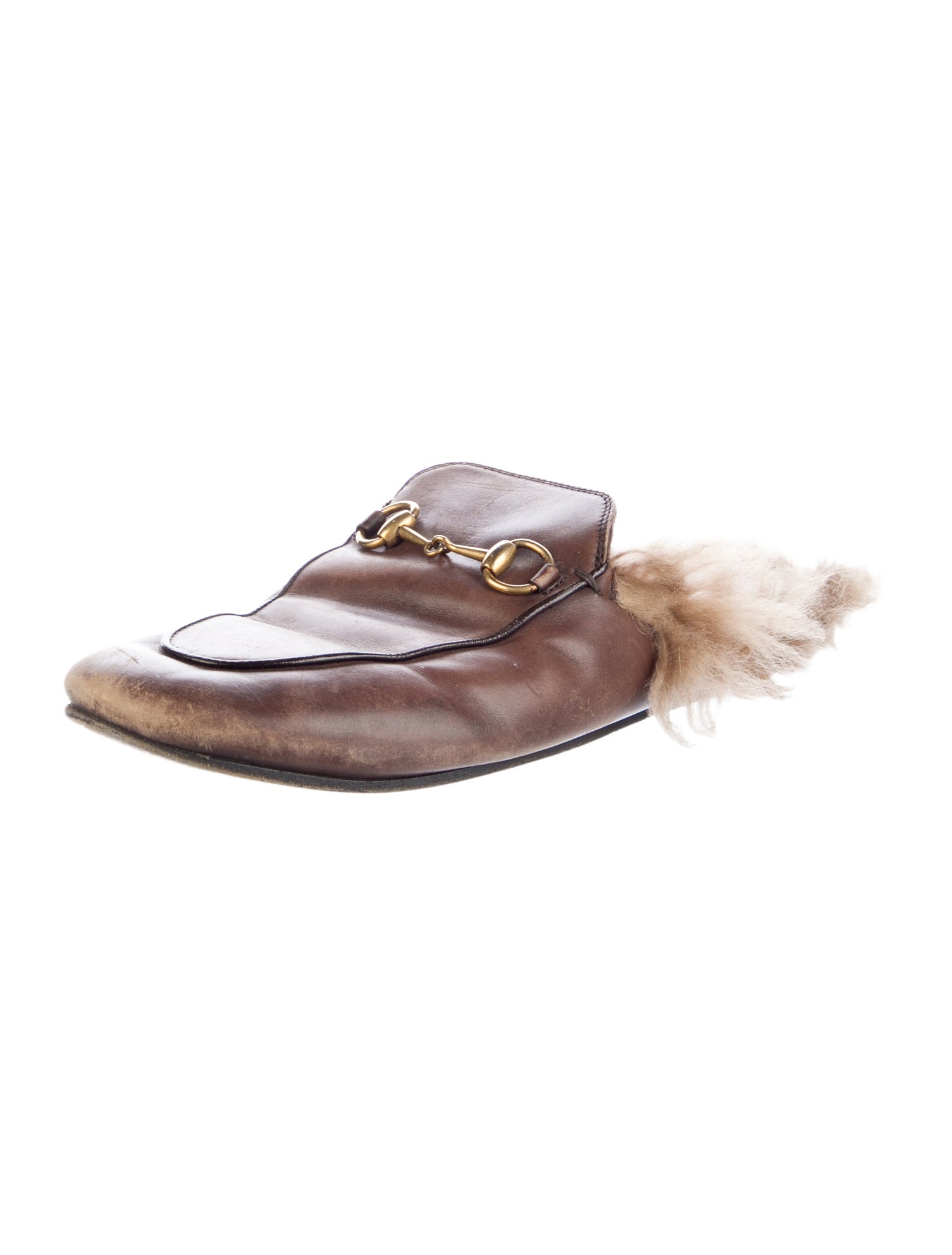 Gucci Princetown Leather and Wool Mules Horsebit Accent Mules