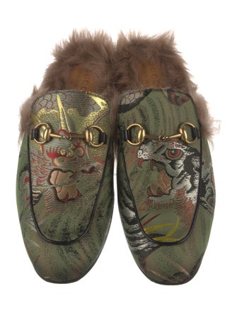 Gucci Horsebit Accent Printed Slippers