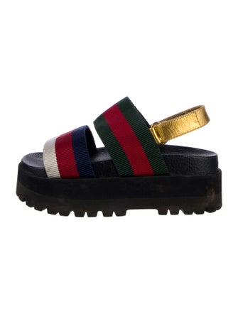 Gucci Web Accent Canvas Slingback Sandals