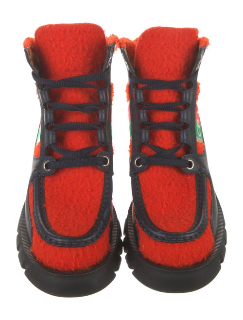 Gucci Web Accent Leather Combat Boots