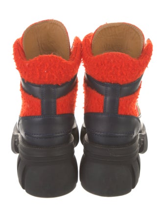 Gucci Web Accent Leather Combat Boots