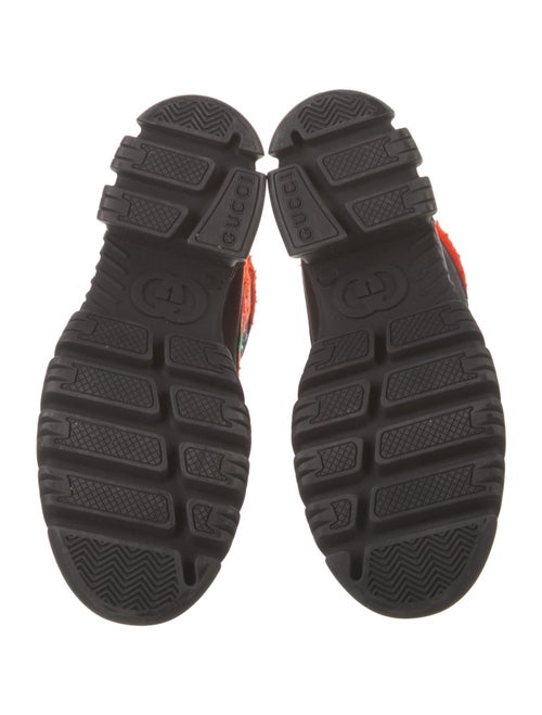 Gucci Web Accent Leather Combat Boots