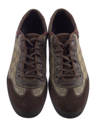 Gucci Sylvie Web Accent Leather Trim Embellishment Sneakers