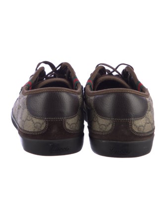 Gucci Sylvie Web Accent Leather Trim Embellishment Sneakers