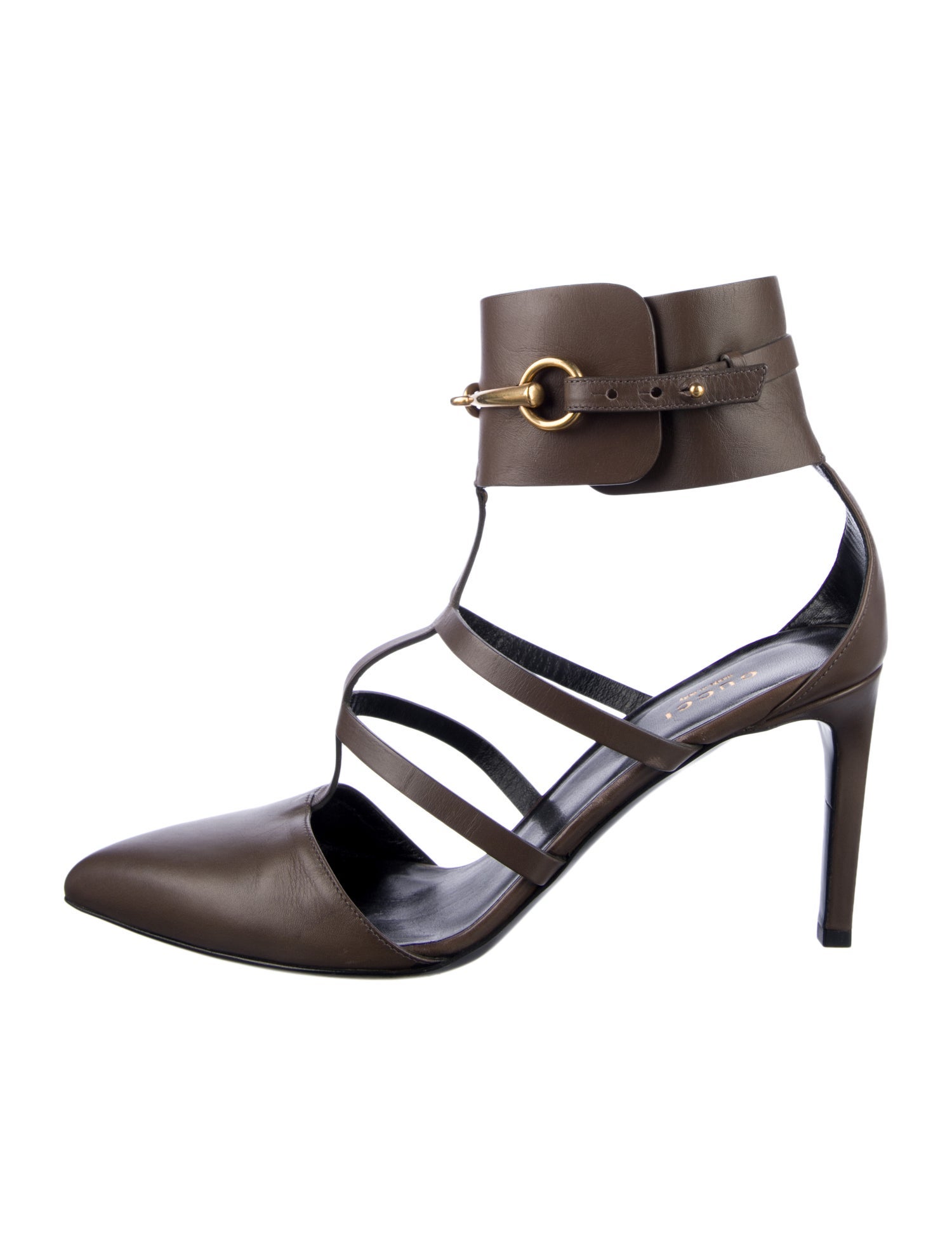 Gucci Horsebit Accent Leather T-Strap Pumps