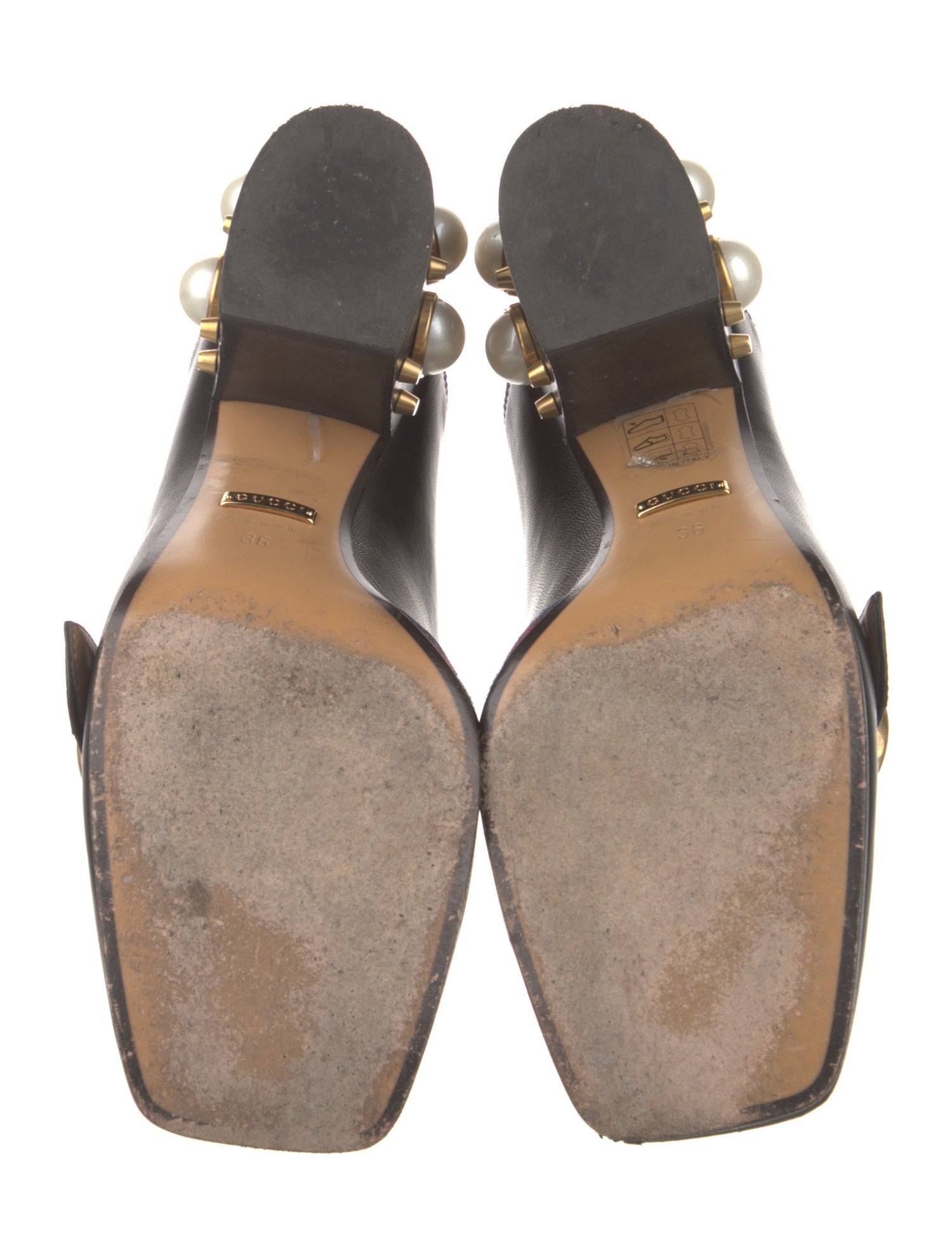 Gucci Faux Pearl Accents Leather Pumps