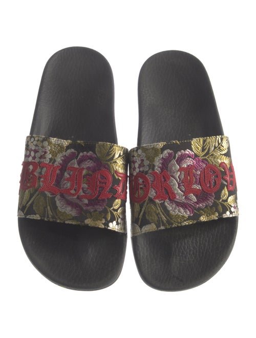 Gucci Floral Print Embroidered Accent Slides