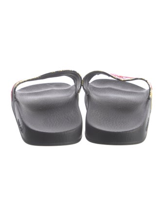 Gucci Floral Print Embroidered Accent Slides