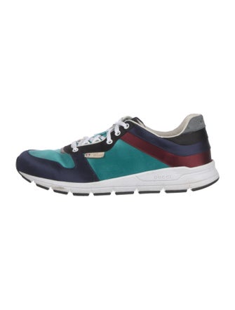 Gucci Satin Colorblock Pattern Athletic Sneakers