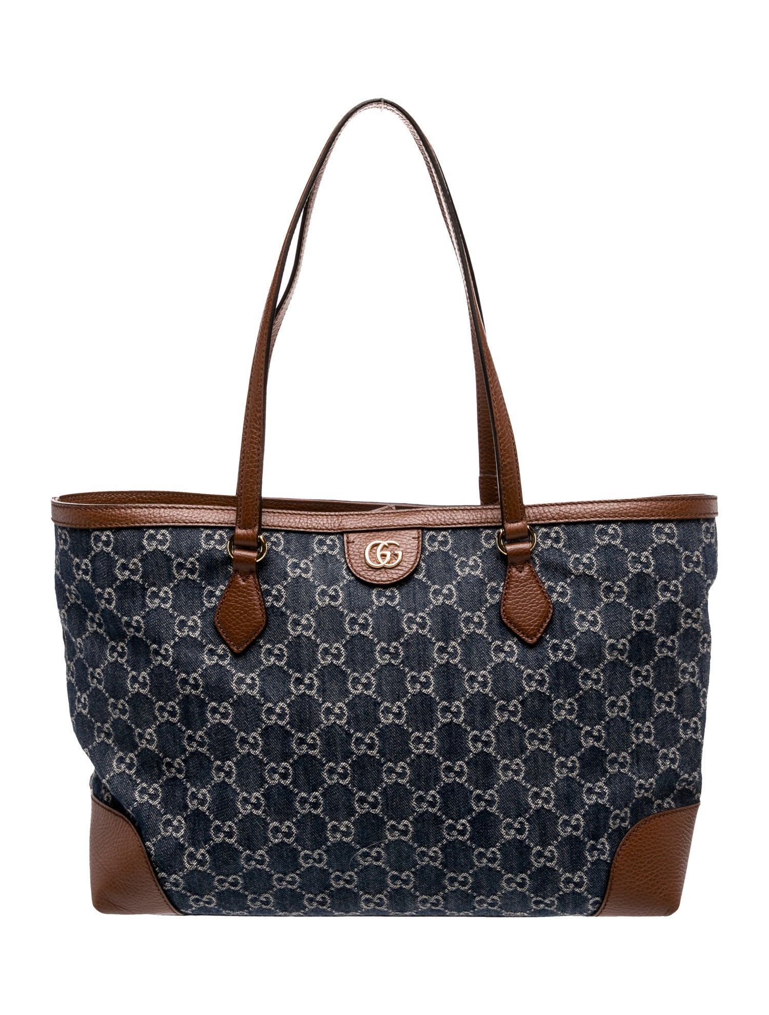 Gucci Denim Dark Blue & Ivory Denim Medium Ophidia GG Tote Medium