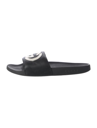 Gucci Interlocking G Logo Leather Slides