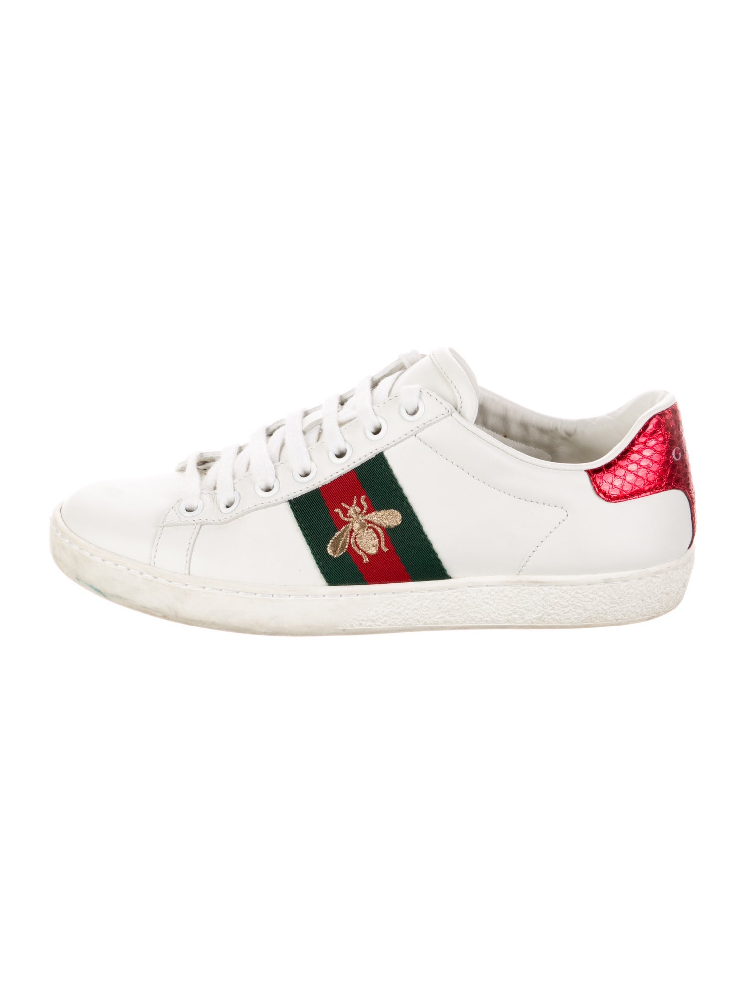 Gucci Web Accent Leather Sneakers