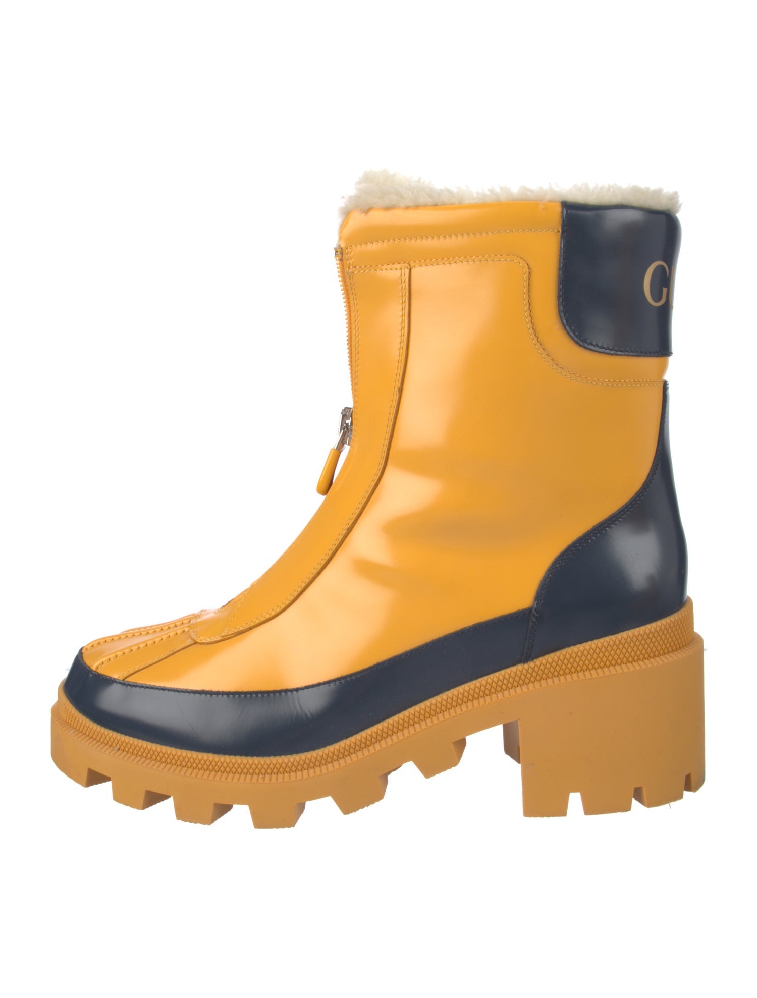 Gucci Leather Colorblock Pattern Rain Boots