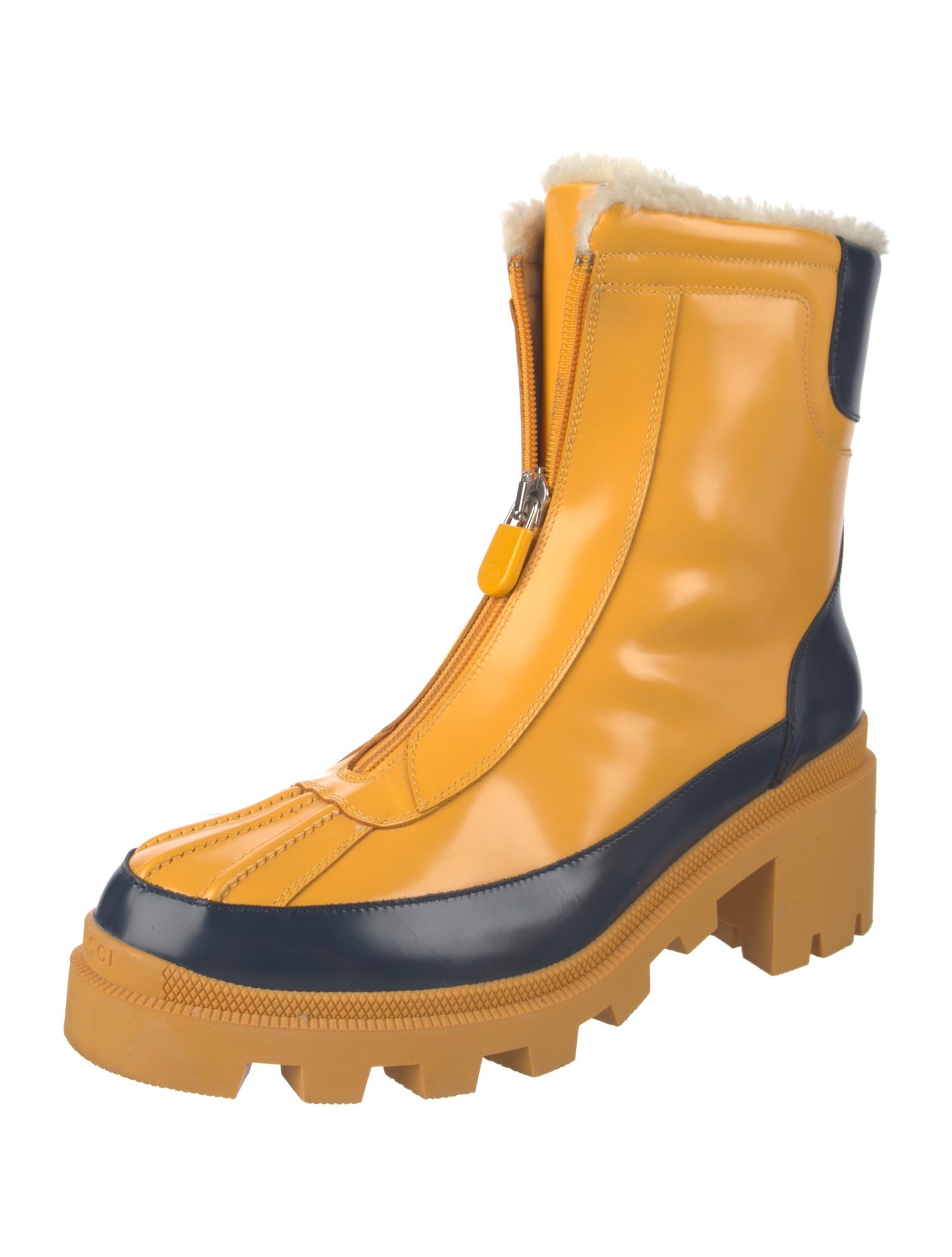 Gucci Leather Colorblock Pattern Rain Boots