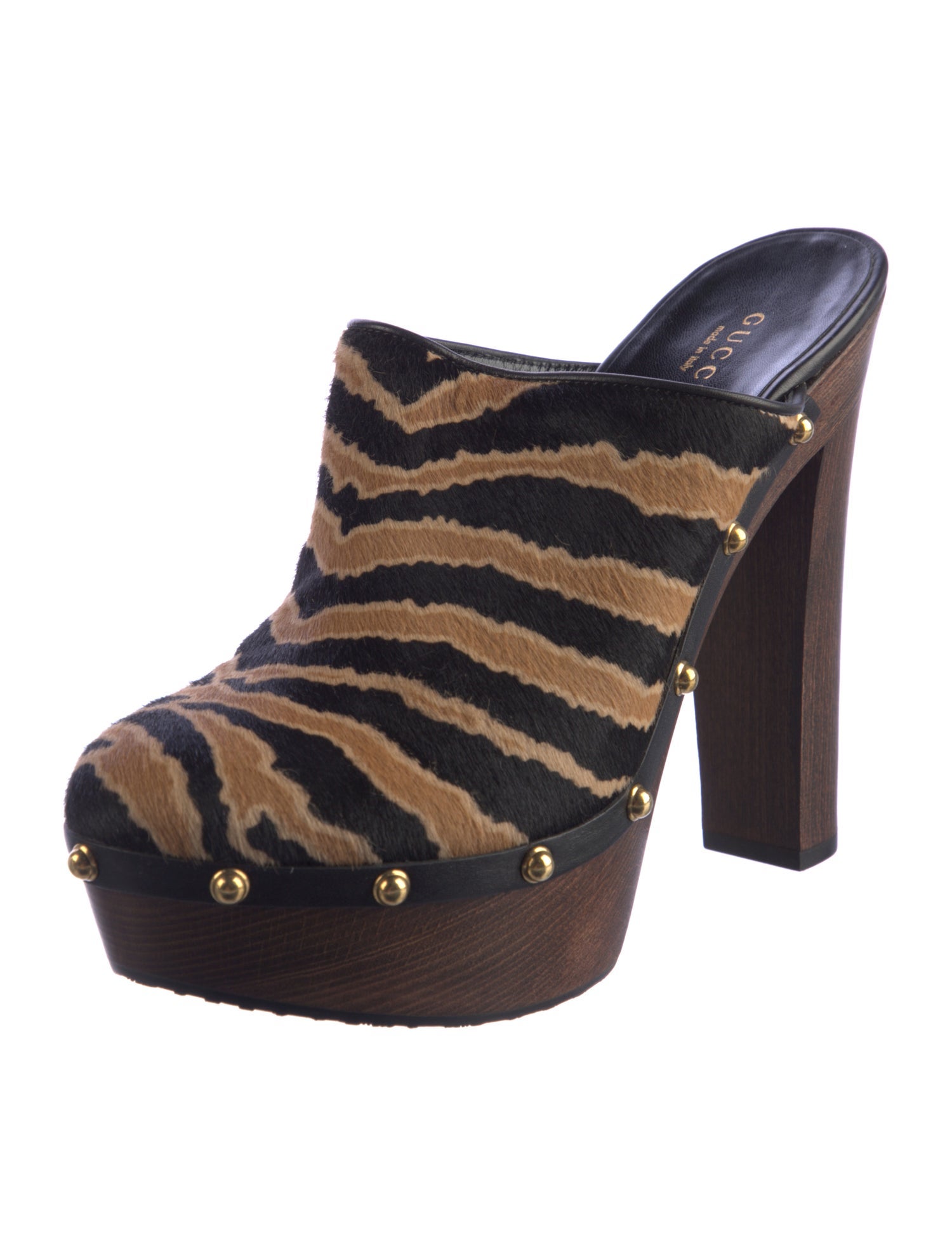 Gucci Ponyhair Animal Print Mules