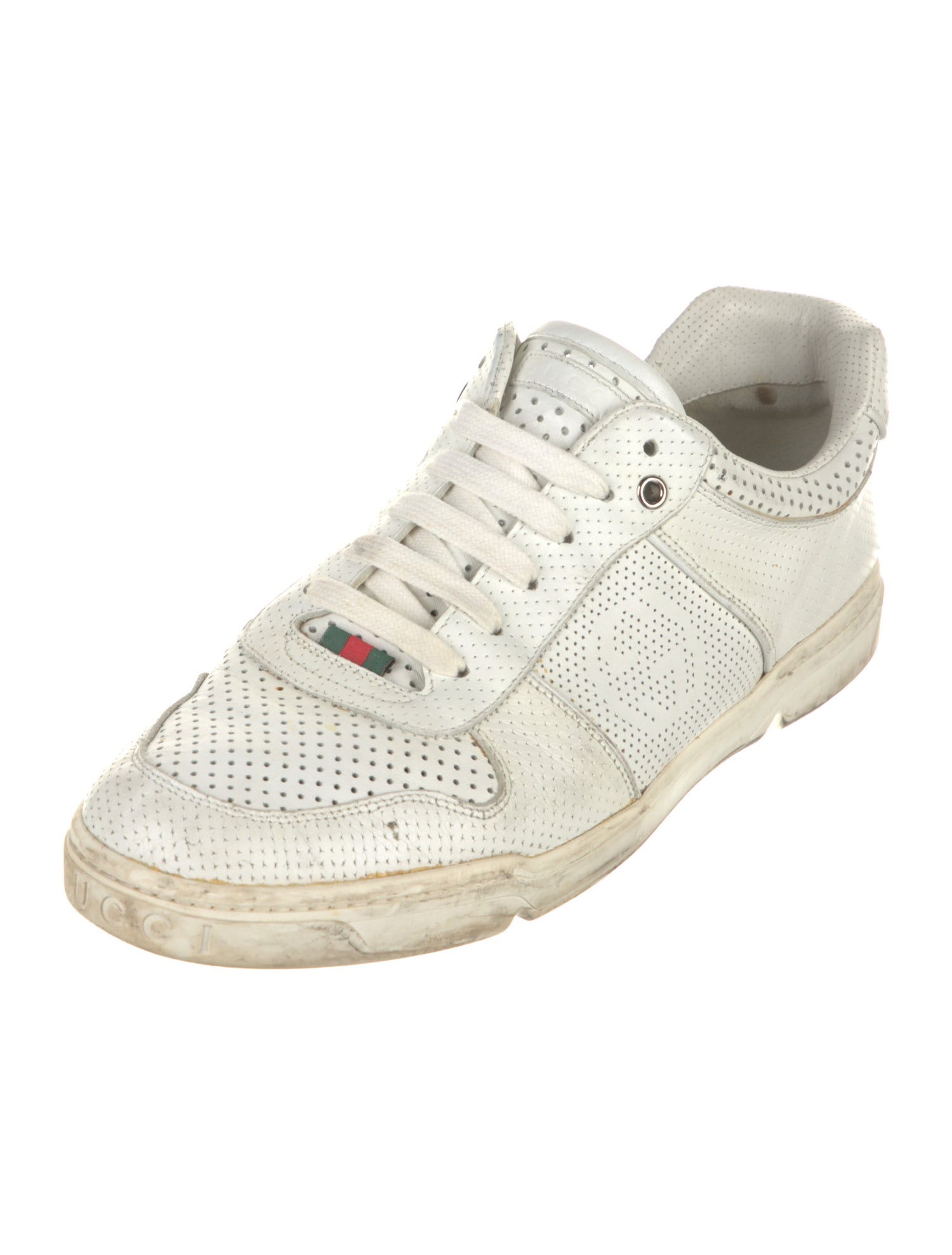 Gucci Leather Lasercut Accents Sneakers