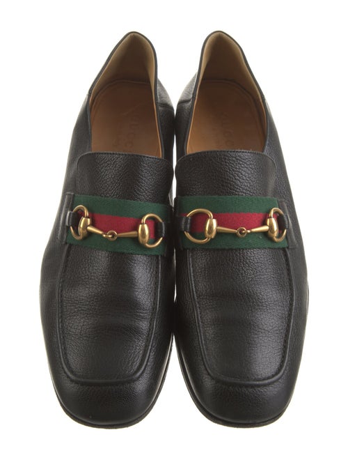 Gucci Web Accent Leather Loafers